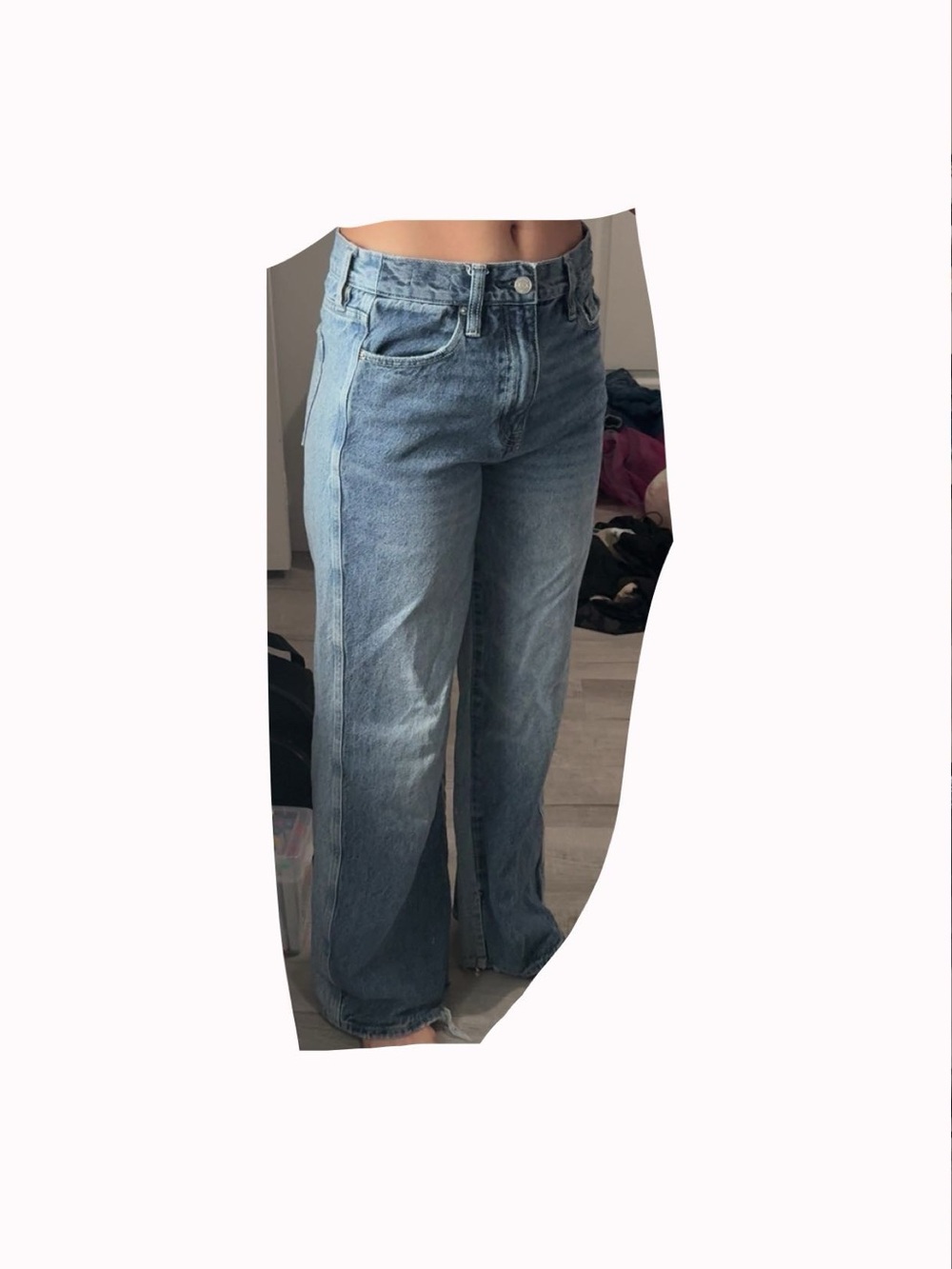 PacSun Two-Tone Light Blue Wide-Leg Jeans